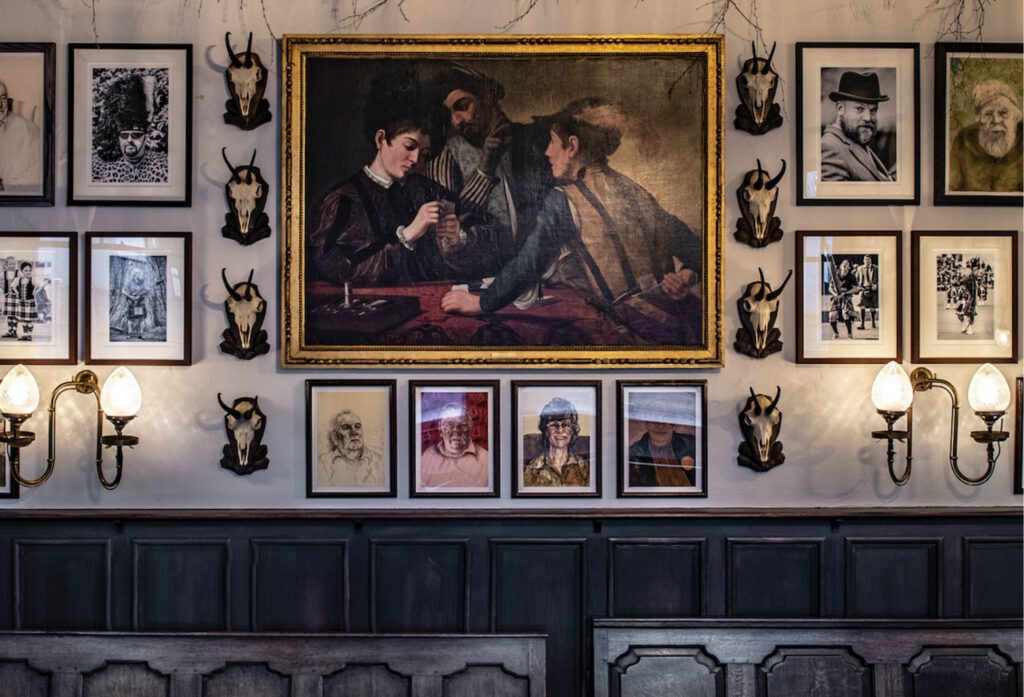 Portraits of Braemar locals in The Flying Stag