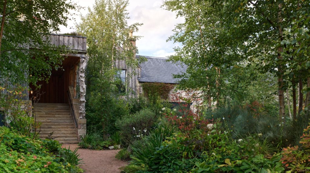 The entrance to the garden from the Fife Arms hotel