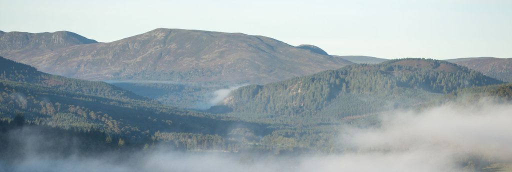The mountains of the Cairngorms in the mist