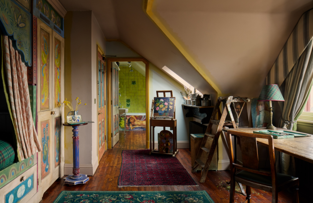 A view through the bedroom to the bathroom in the Artist's Studio.