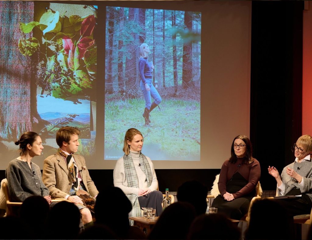 Five guests on-stage at Festival of Fashion in 2024 at Braemar Village Hall
