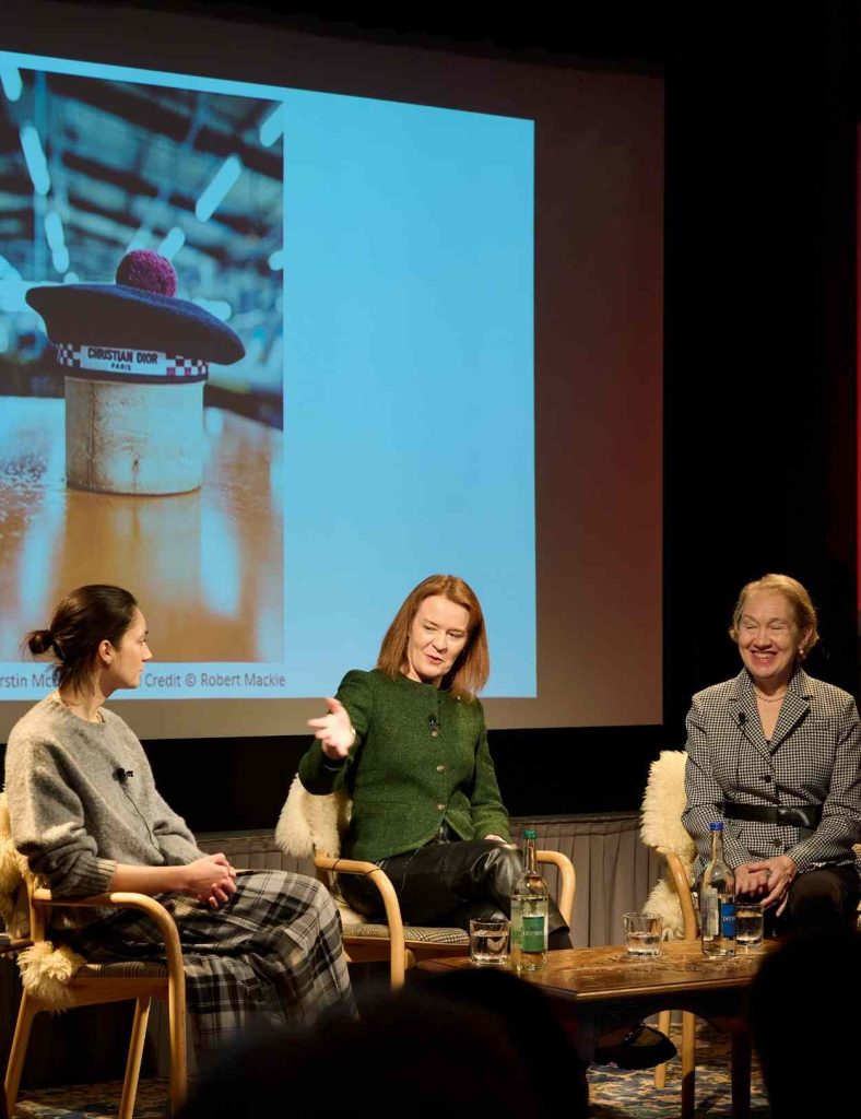 Three guest speakers on-stage at Festival of Fashion in 2024