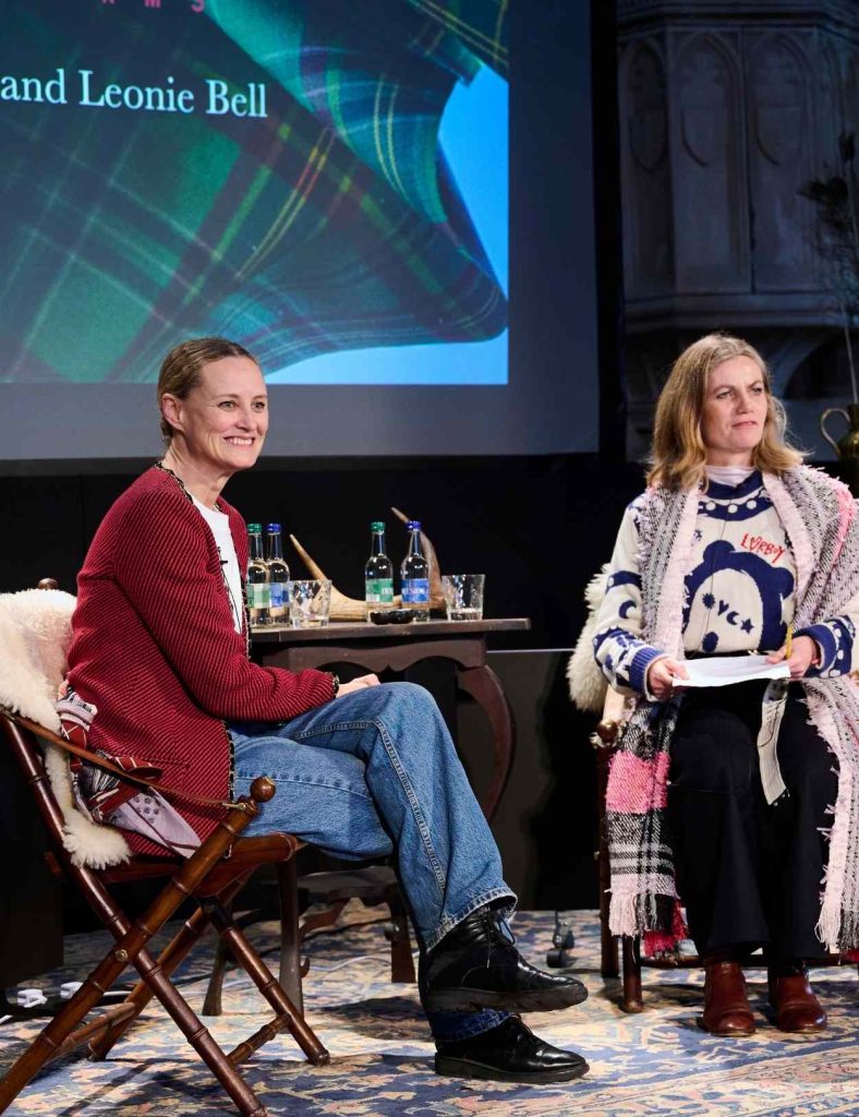 Close-up of Oriole Cullen and Leonie Bell on-stage at Festival of Fashion in 2023