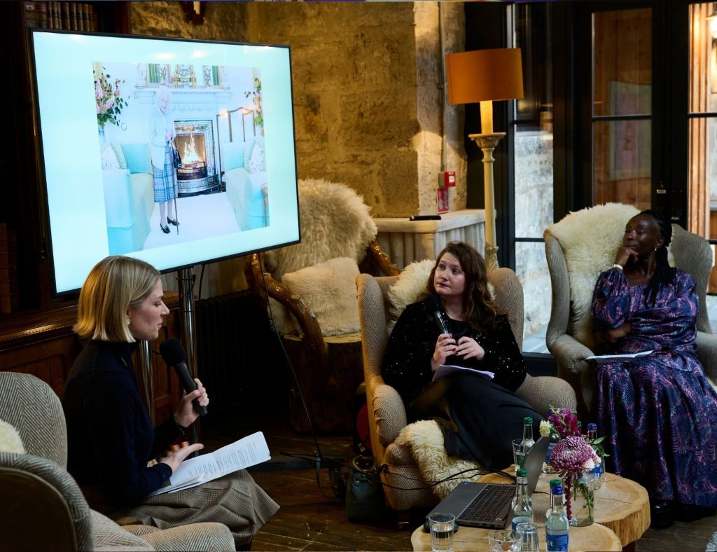 Bethan Holt and Kirsty Hassard in conversation at Festival of Fashion in the fife arms hotel