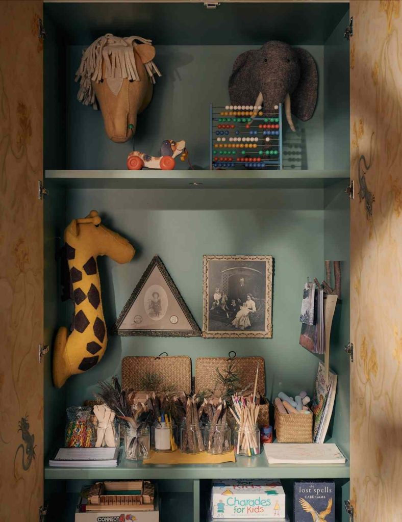 Colouring and drawing supplies in the activity room at the fife arms