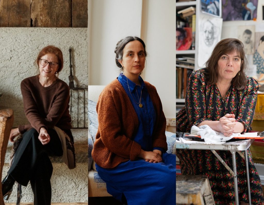Three portraits of women side by side